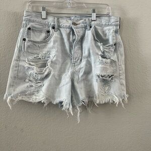 American Eagle Outfitters Light Blue Distressed Jean Shorts